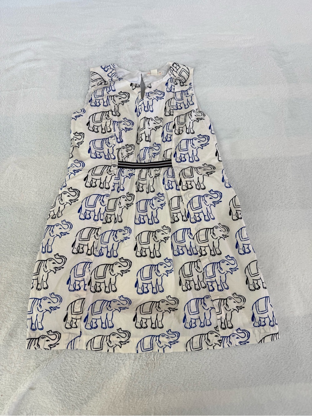 Girls White Elephant Print Dress